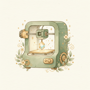 Watercolor 3D printer making a small magical object